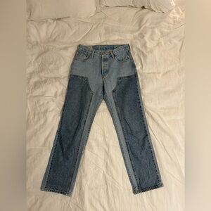 Levi's Two-Tone Light and Dark Blue Straight Leg Jeans